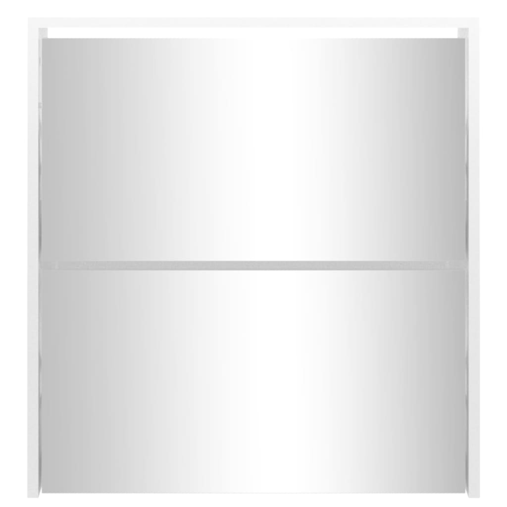 Berkfield Shoe Cabinet with Mirror 2-Layer High Gloss White 63x17x67 cm