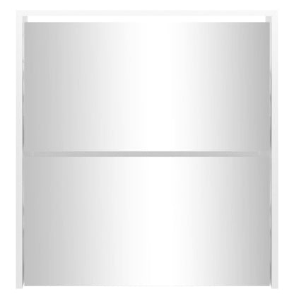 Berkfield Shoe Cabinet with Mirror 2-Layer High Gloss White 63x17x67 cm