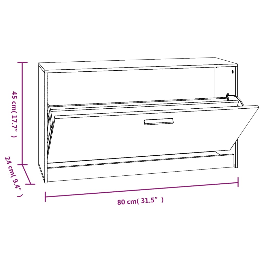 Berkfield Shoe Bench Smoked Oak 80x24x45 cm Engineered Wood