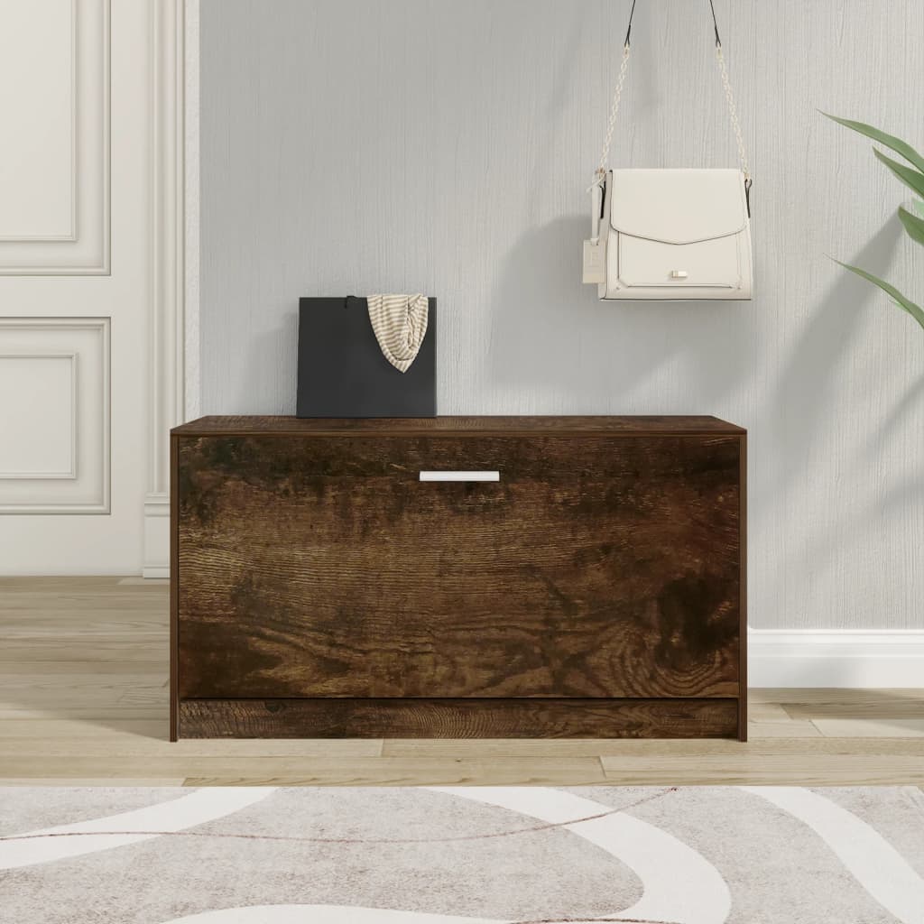 Berkfield Shoe Bench Smoked Oak 80x24x45 cm Engineered Wood