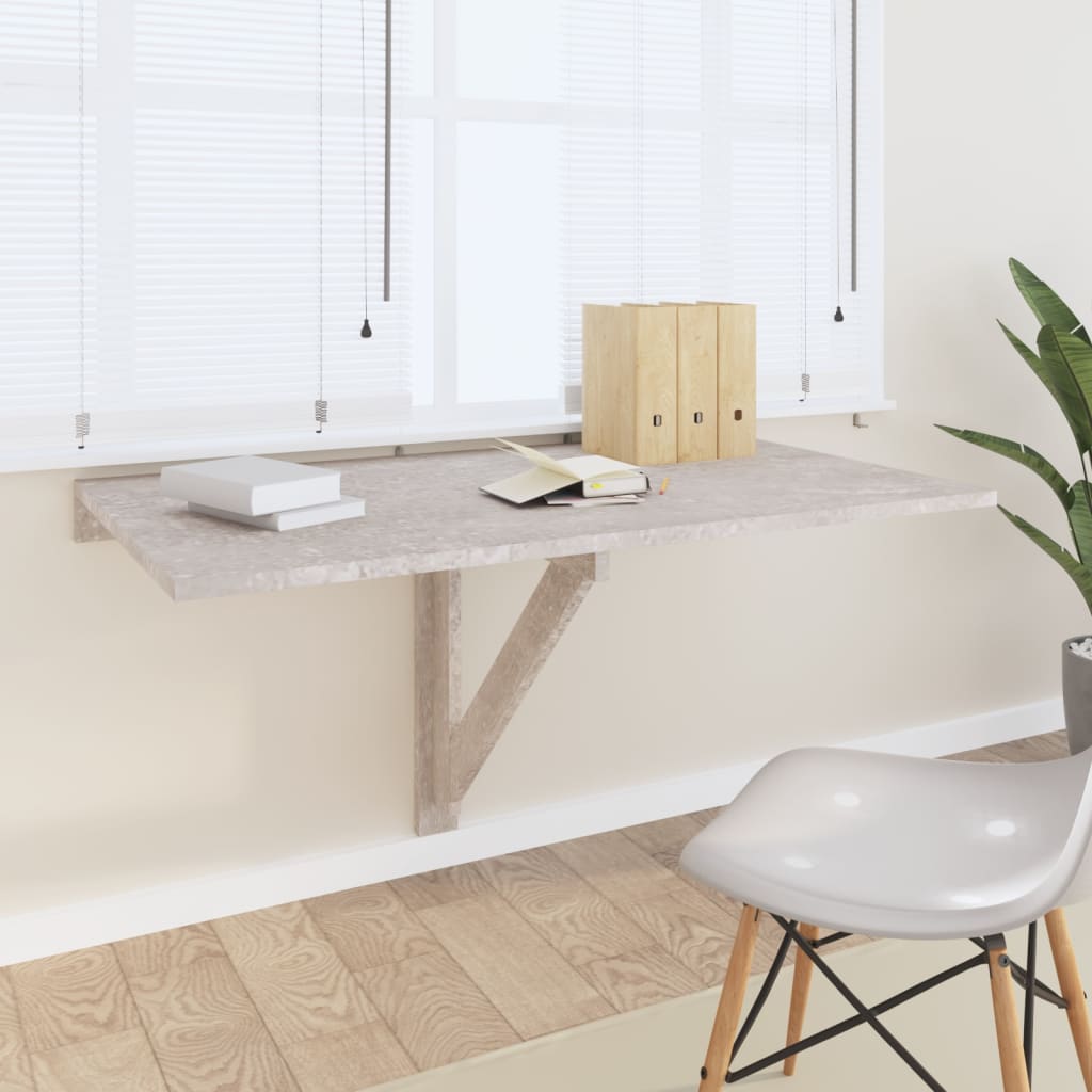 Berkfield Folding Wall Table Concrete Grey 100x60x56 cm Engineered Wood