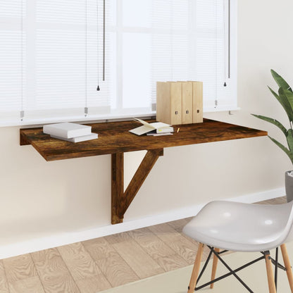 Berkfield Folding Wall Table Smoked Oak 100x60x56 cm Engineered Wood