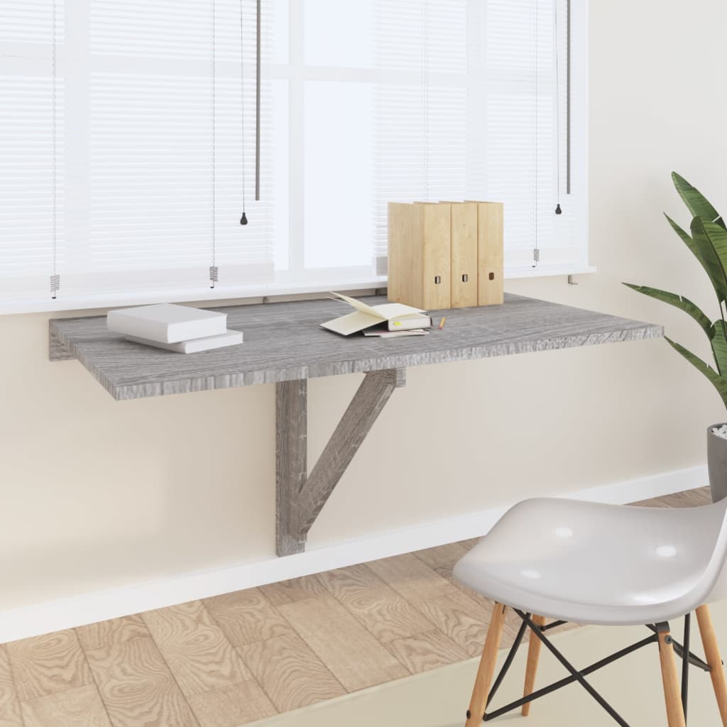 Berkfield Folding Wall Table Grey Sonoma 100x60x56 cm Engineered Wood