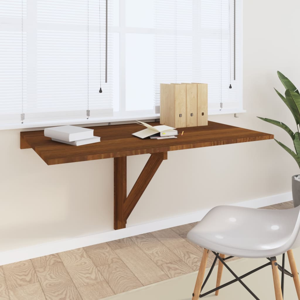 Berkfield Folding Wall Table Brown Oak 100x60x56 cm Engineered Wood