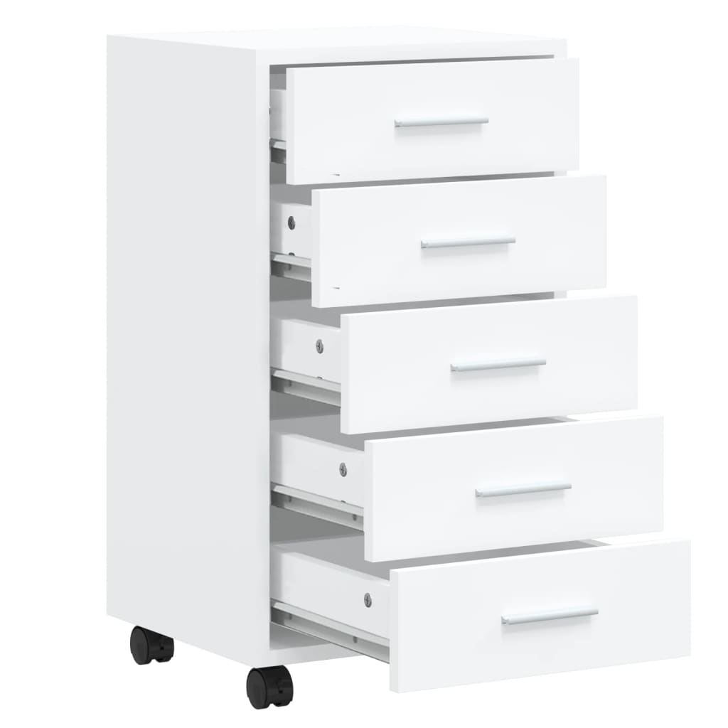 Berkfield Drawer Cabinet with Castors High Gloss White Engineered Wood