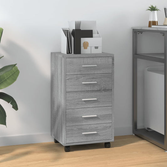 Berkfield Drawer Cabinet with Castors Grey Sonoma Engineered Wood