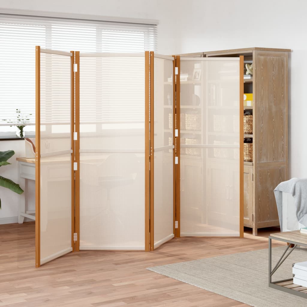 Berkfield 4-Panel Room Divider Cream White 280x180 cm