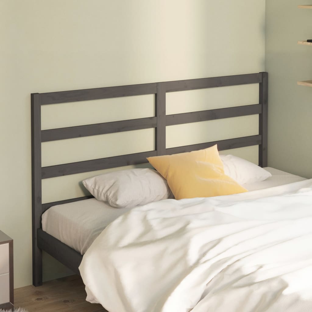 Berkfield Bed Headboard Grey 126x4x100 cm Solid Wood Pine