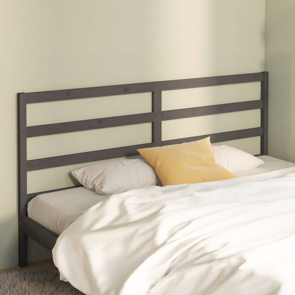Berkfield Bed Headboard Grey 186x4x100 cm Solid Wood Pine