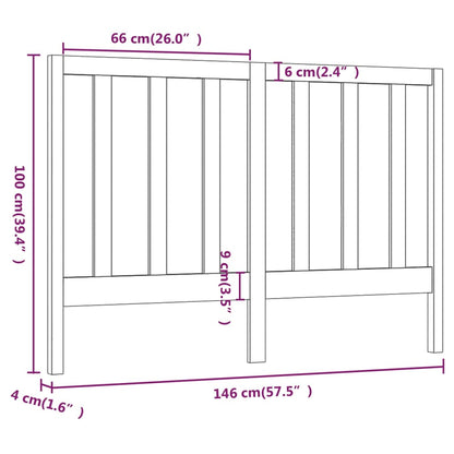 Berkfield Bed Headboard Black 146x4x100 cm Solid Wood Pine