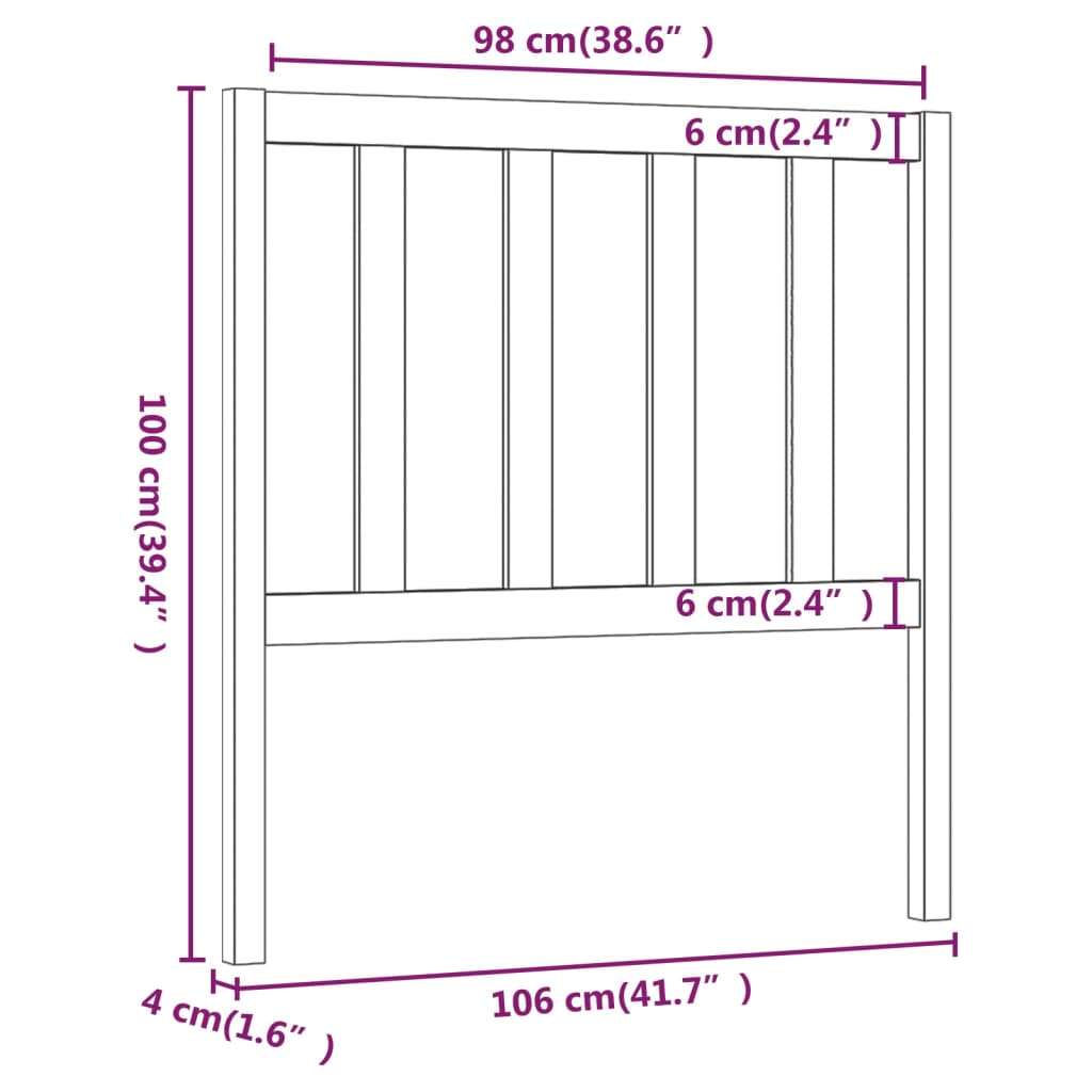 Berkfield Bed Headboard White 106x4x100 cm Solid Wood Pine