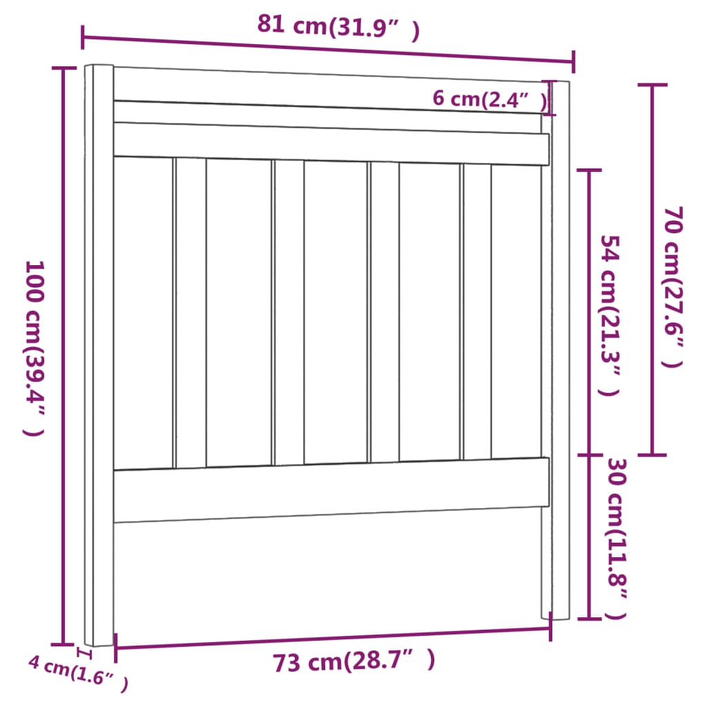 Berkfield Bed Headboard White 81x4x100 cm Solid Wood Pine