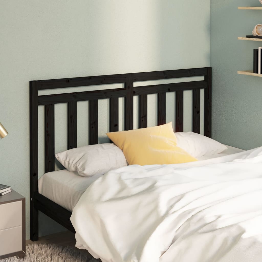 Berkfield Bed Headboard Black 146x4x100 cm Solid Wood Pine