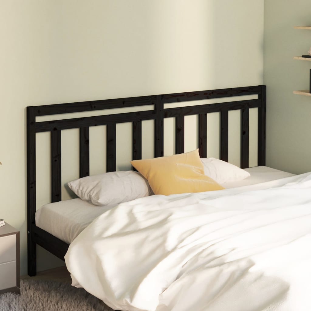 Berkfield Bed Headboard Black 186x4x100 cm Solid Wood Pine