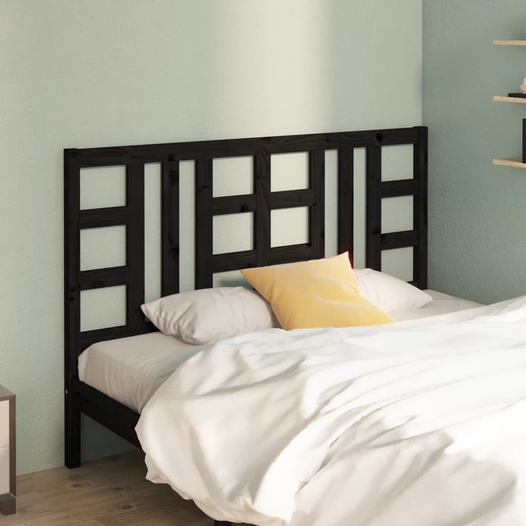 Berkfield Bed Headboard Black 141x4x100 cm Solid Wood Pine