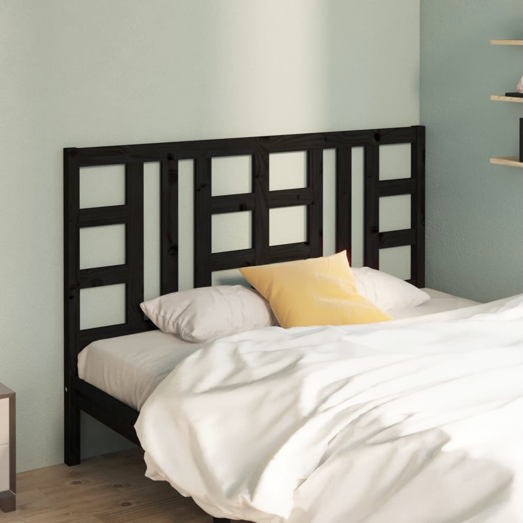 Berkfield Bed Headboard Black 146x4x100 cm Solid Wood Pine