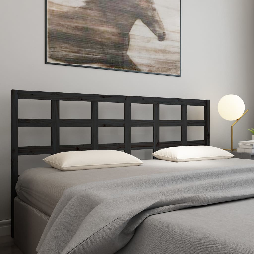Berkfield Bed Headboard Black 185.5x4x100 cm Solid Wood Pine