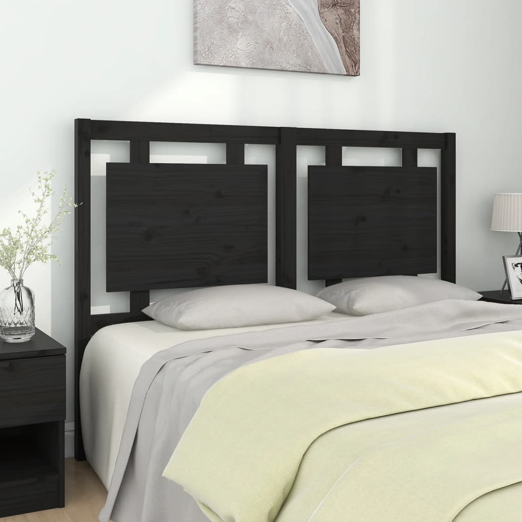 Berkfield Bed Headboard Black 140.5x4x100 cm Solid Pine Wood