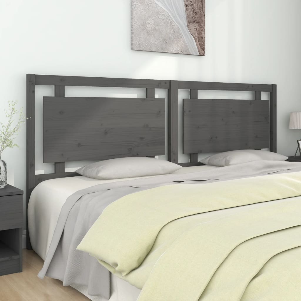 Berkfield Bed Headboard Grey 205.5x4x100 cm Solid Pine Wood