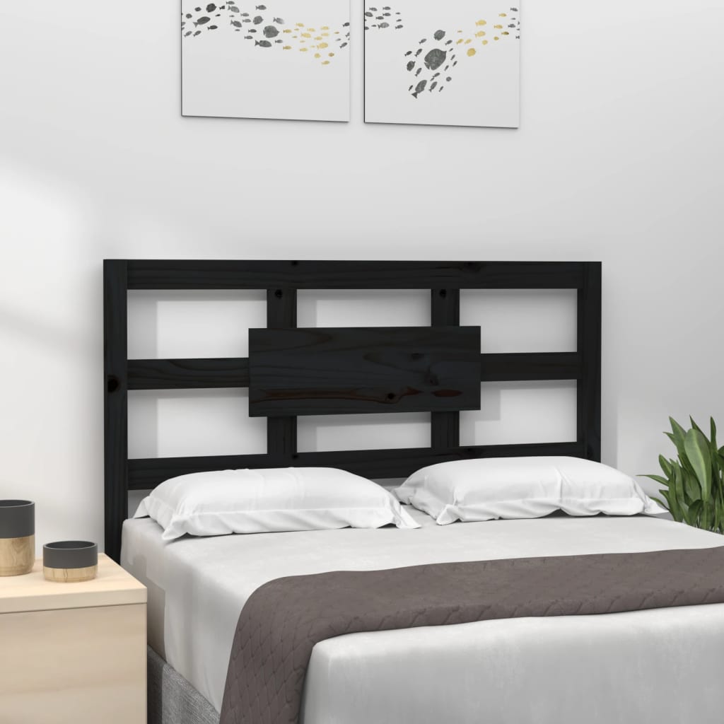 Berkfield Bed Headboard Black 105.5x4x100 cm Solid Wood Pine