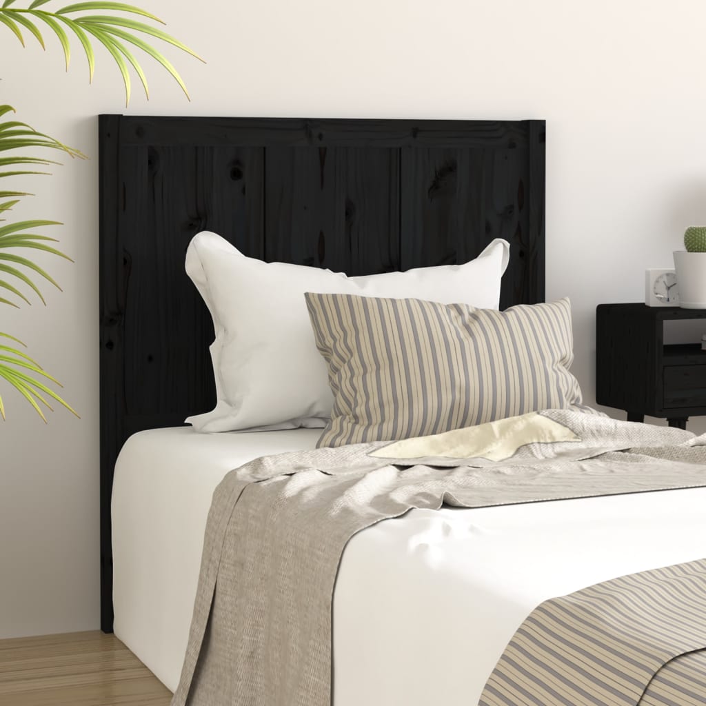 Berkfield Bed Headboard Black 80.5x4x100 cm Solid Pine Wood