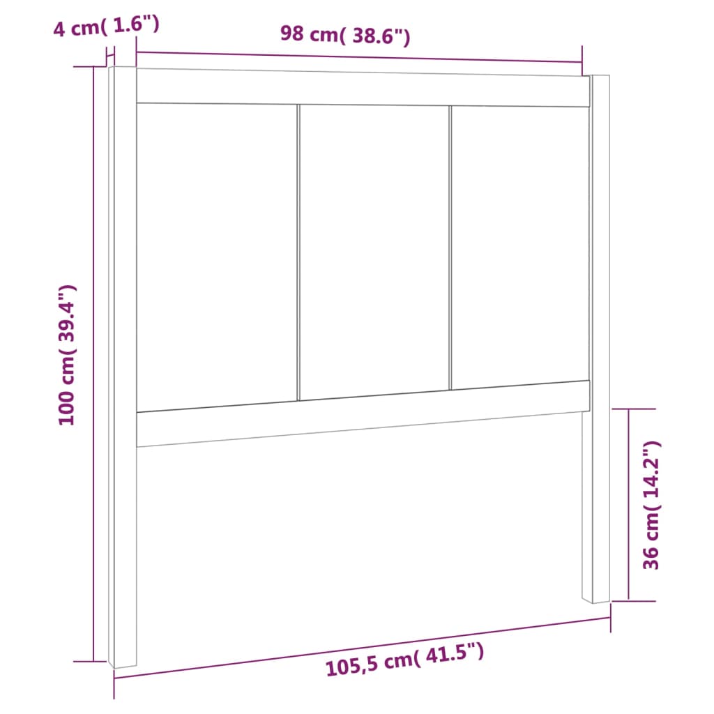 Berkfield Bed Headboard 105.5x4x100 cm Solid Pine Wood