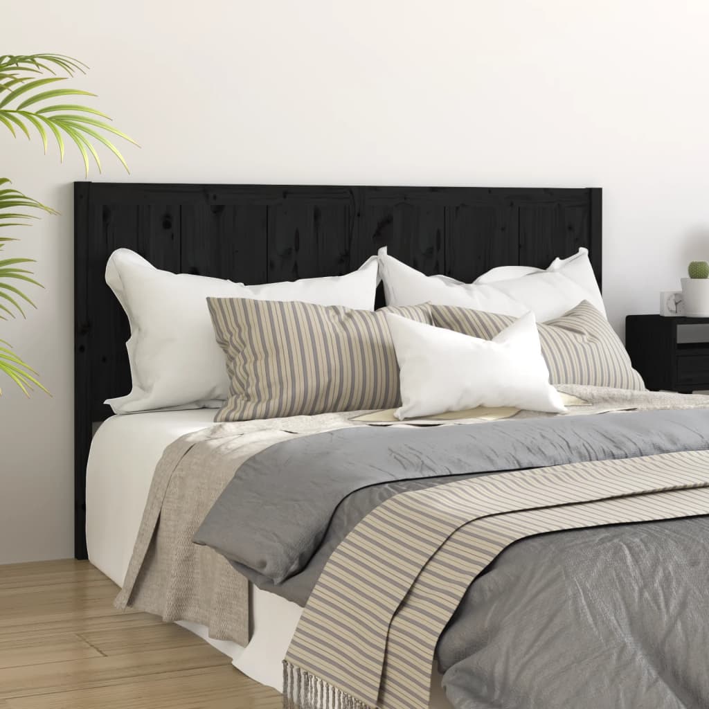 Berkfield Bed Headboard Black 185.5x4x100 cm Solid Pine Wood