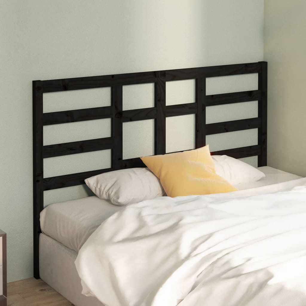 Berkfield Bed Headboard Black 141x4x104 cm Solid Wood Pine