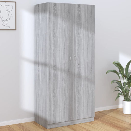 Berkfield Wardrobe Grey Sonoma 90x50x200 cm Engineered Wood