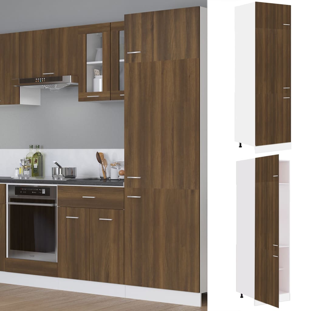 Berkfield Refrigerator Cabinet Brown Oak 60x57x207 cm Engineered Wood