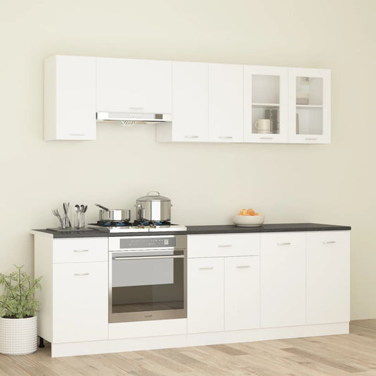 Berkfield 8 Piece Kitchen Cabinet Set with Worktop White Engineered Wood