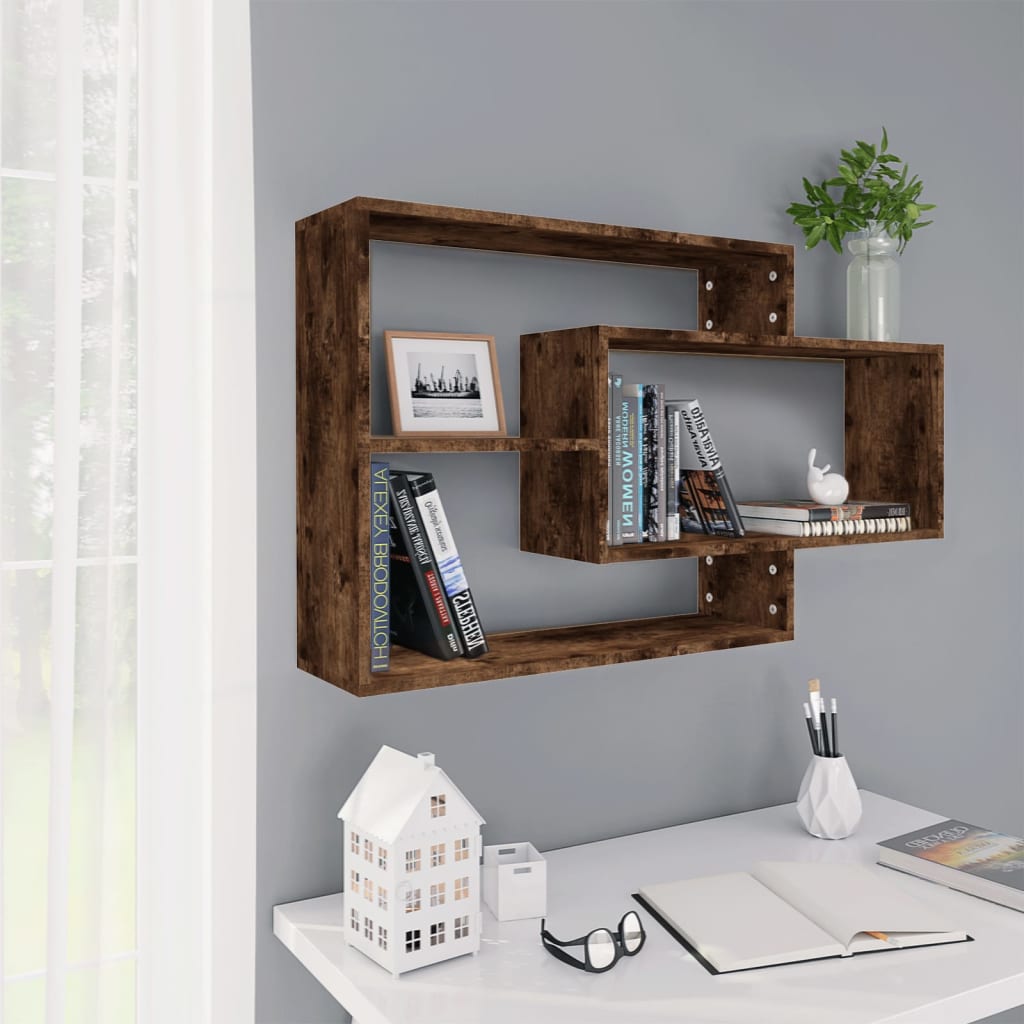 Berkfield Wall Shelf Smoked Oak 104x20x58.5 cm Engineered Wood