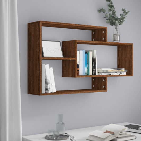Berkfield Wall Shelf Brown Oak 104x20x58.5 cm Engineered Wood