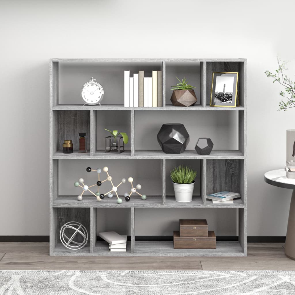 Berkfield Book Cabinet Grey Sonoma 110x24x110 cm Engineered Wood