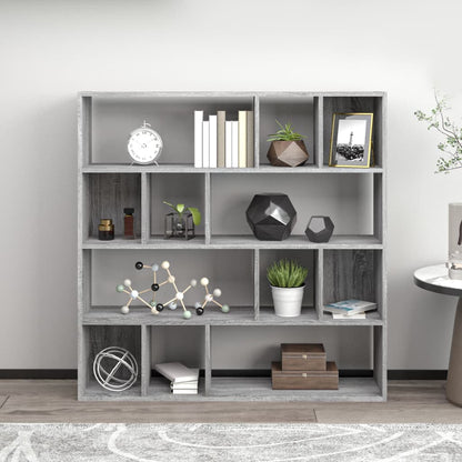 Berkfield Book Cabinet Grey Sonoma 110x24x110 cm Engineered Wood
