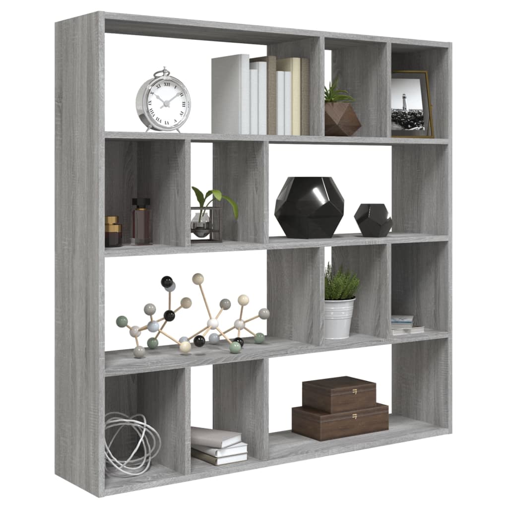 Berkfield Book Cabinet Grey Sonoma 110x24x110 cm Engineered Wood