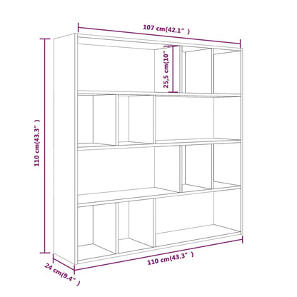 Berkfield Book Cabinet Grey Sonoma 110x24x110 cm Engineered Wood