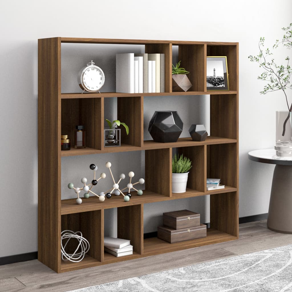 Berkfield Book Cabinet Brown Oak 110x24x110 cm Engineered Wood