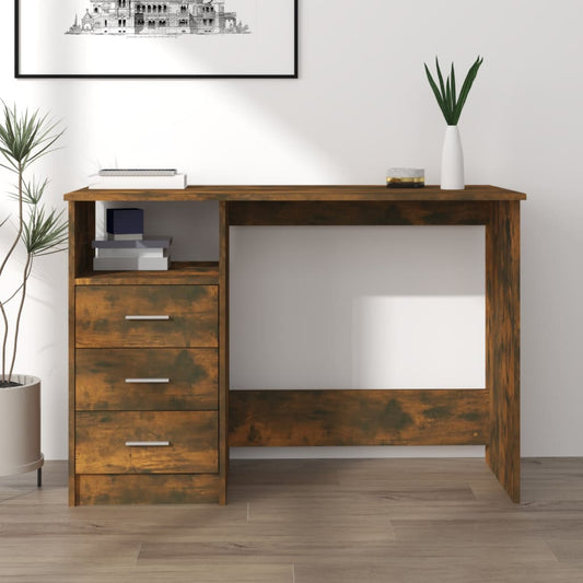 Berkfield Desk with Drawers Smoked Oak 110x50x76 cm Engineered Wood