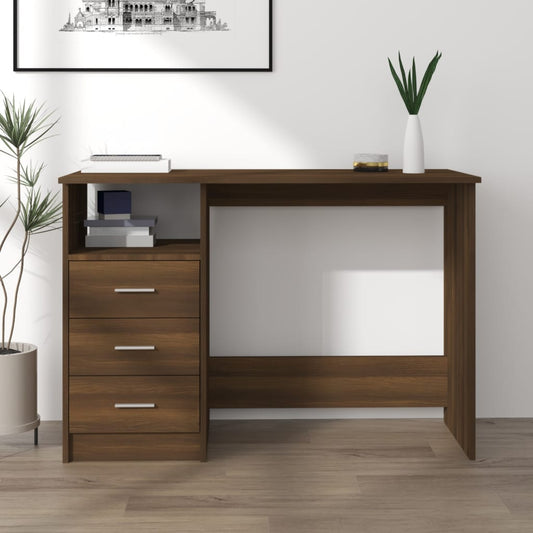 Berkfield Desk with Drawers Brown Oak 110x50x76 cm Engineered Wood
