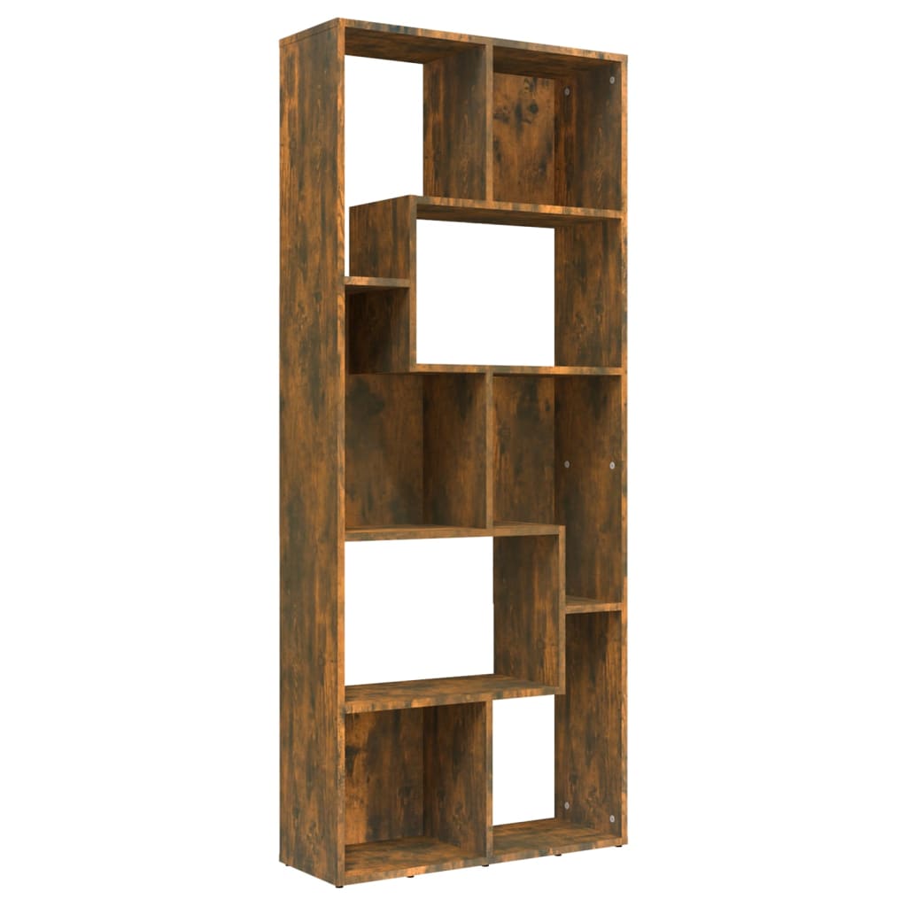 Berkfield Book Cabinet Smoked Oak 67x24x161 cm Engineered Wood