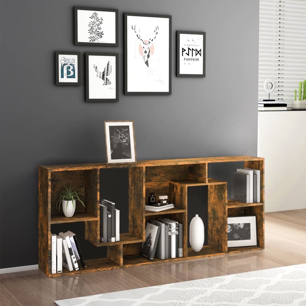 Berkfield Book Cabinet Smoked Oak 67x24x161 cm Engineered Wood