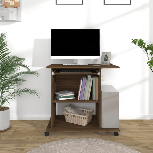Berkfield Computer Desk Brown Oak 80x50x75 cm Engineered Wood