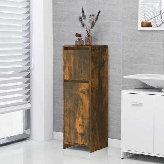 Berkfield Bathroom Cabinet Smoked Oak 30x30x95 cm Engineered Wood