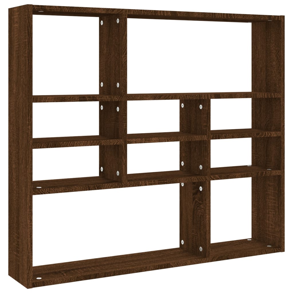 Berkfield Wall Shelf Brown Oak 90x16x78 cm Engineered Wood