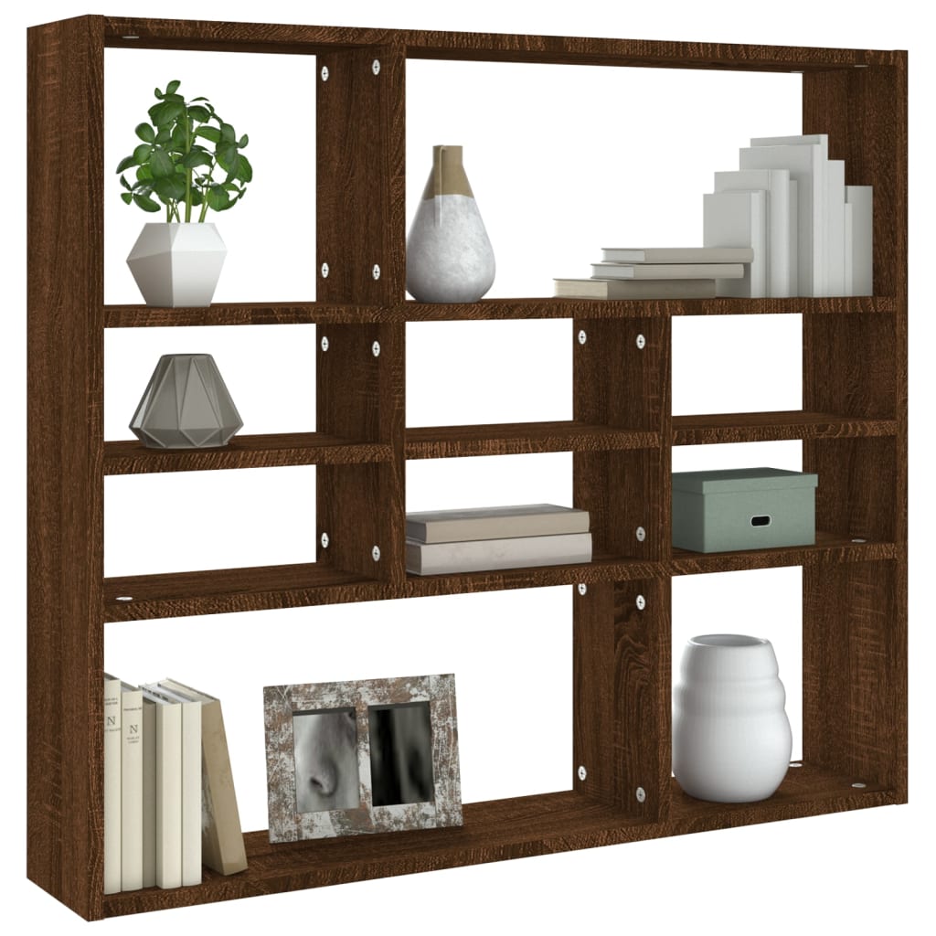 Berkfield Wall Shelf Brown Oak 90x16x78 cm Engineered Wood