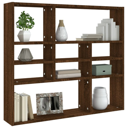Berkfield Wall Shelf Brown Oak 90x16x78 cm Engineered Wood