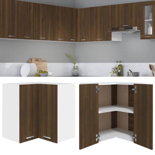 Berkfield Hanging Corner Cabinet Brown Oak 57x57x60 cm Engineered Wood