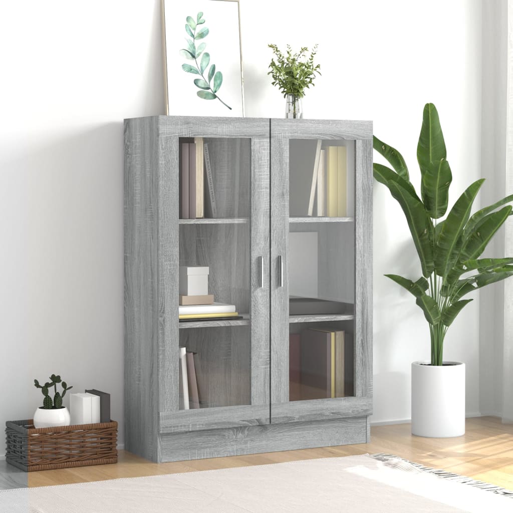 Berkfield Vitrine Cabinet Grey Sonoma 82.5x30.5x115 cm Engineered Wood