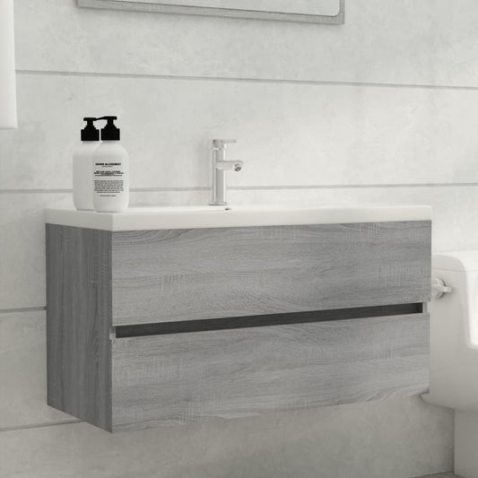 Berkfield Sink Cabinet Grey Sonoma 90x38.5x45 cm Engineered Wood
